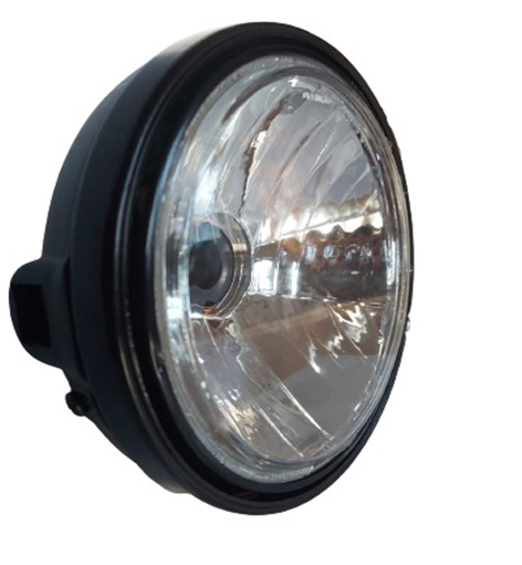 Farol Compatível Yamaha YBR  Aro Preto de Metal em Material Plástico